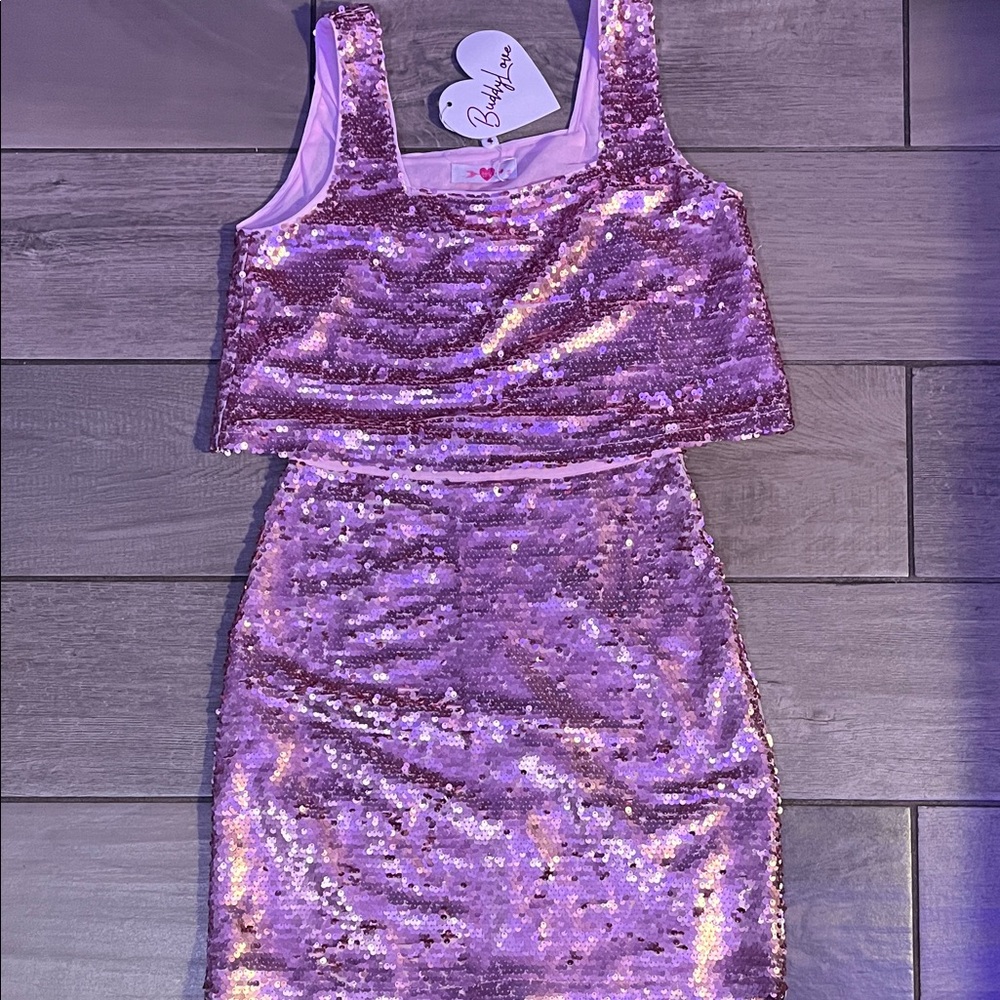 Buddy Love Pink Sequin Skirt Set